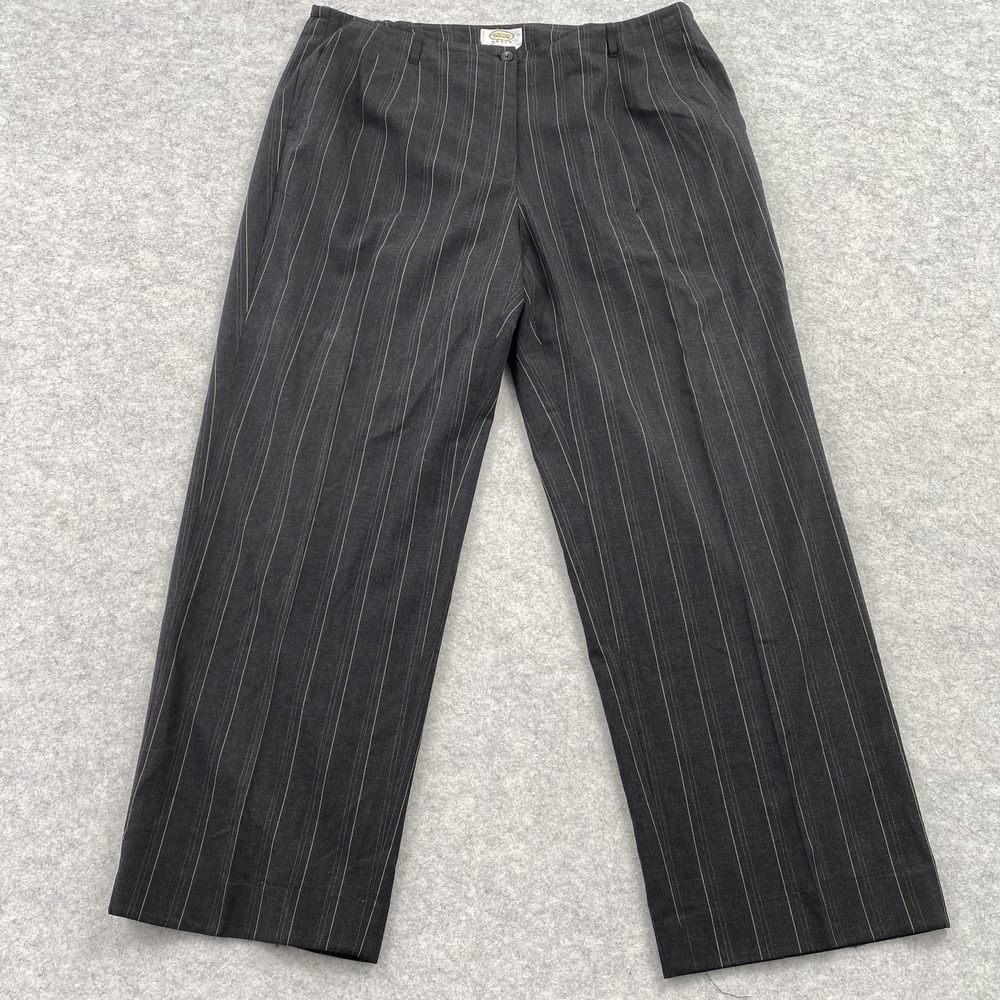 Talbots Dress Pants Womens 14W (37x28) Gray Stripe Twill Straight Stretch